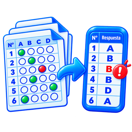 Docente detectando un error durante la corrección manual de una evaluación